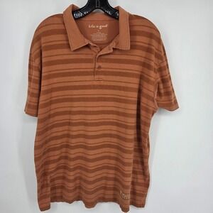 Life is Good Mens Polo Shirt L Short Sleeve Striped Casual Everyday Top